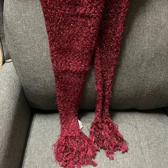 Anthropologie TinselKnit Scarf- Wine Merry Red - Picture 4 of 10